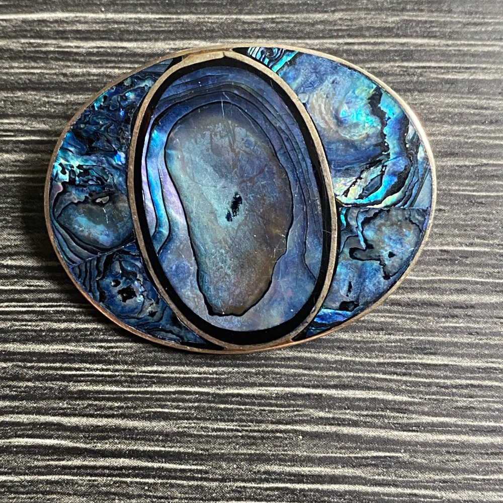 Blue Abalone Oval Brooch - Women's Jewelry mexican